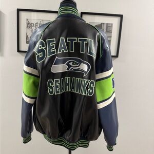 NFL Seattle Seahawks Black and Green Varsity Jacket